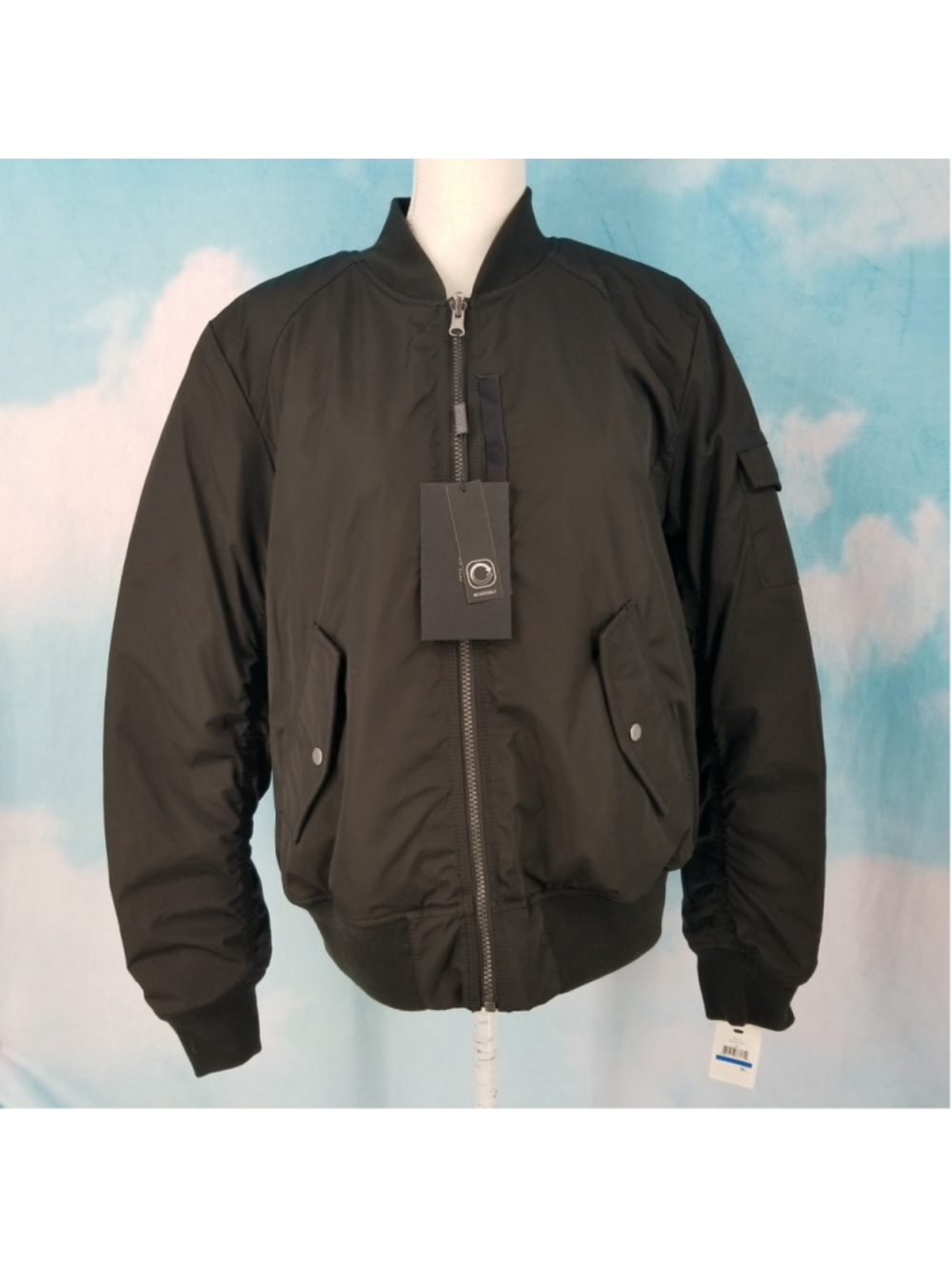 Andrew Marc Reversible Bomber Jacket XL NWT Black Faux Shearling Zip Coat